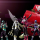 The heroes of the Pirate-themed Kaizoku Sentai Gokaiger series, and their chosen method of transport, a flying pirate ship.